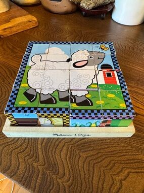 Melissa & Doug Farm 6 puzzle cube Wooden Puzzle Blocks set